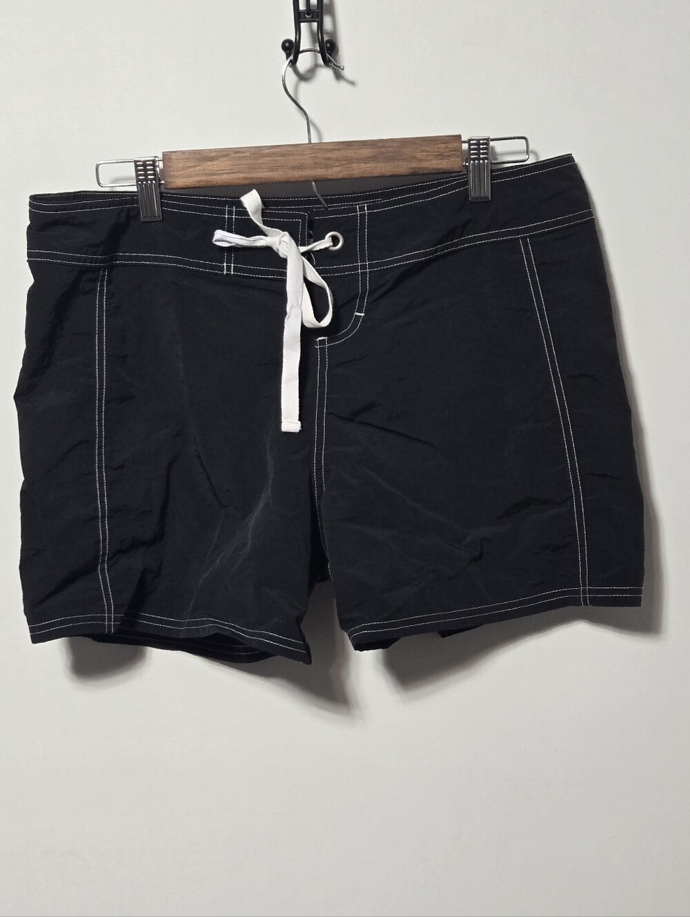 Tommy Bahama Black Stretch Drawstring Swim Shorts with White Contrast Stitching